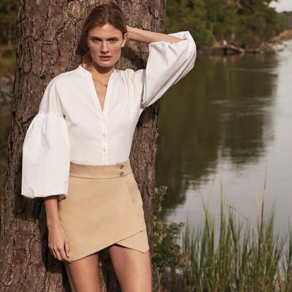 Veronica Beard Thomas Linen-Gabardine Skort - Picture 4 of 16